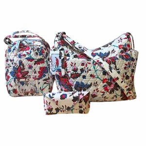 Vera Bradley Vineyard Floral Quilted On the Go Bag 4 Piece Set, Lunch Bunch ..
